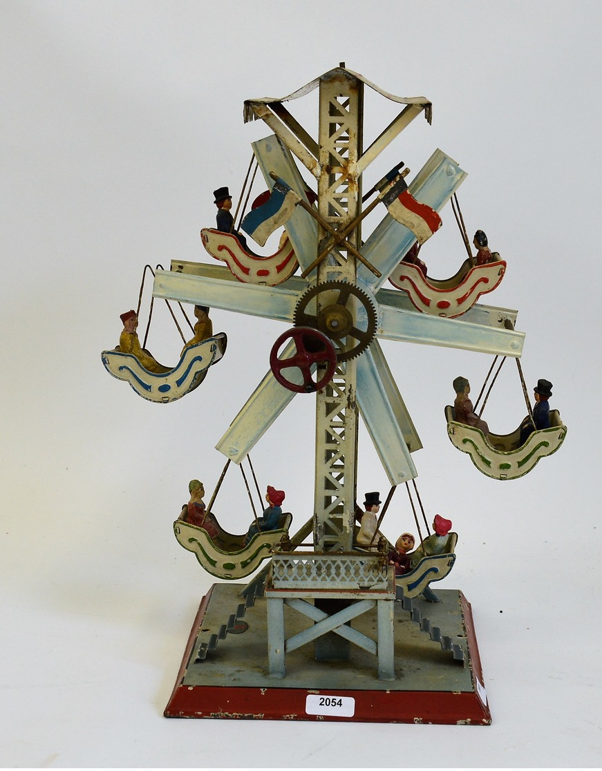 DOLL (Allemagne): Grande Roue Mécanique Avec Six Nacelles, Deux Figurines Par Nacelle. Drapeau Manquant, Bon état Généra - Otros & Sin Clasificación