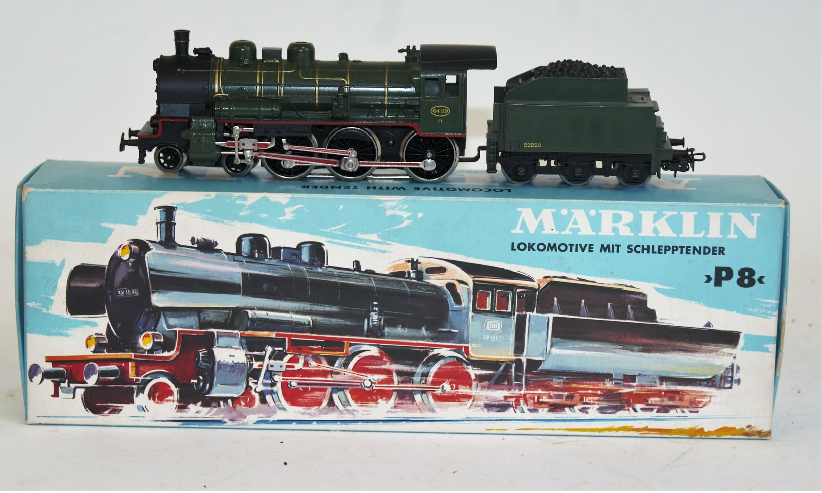 MÄRKLIN 3086 Locomotive Belge 230 Type 64 119, Tender à 3 Axes, Peinte En Verte, Très Bel état, Ordre De Marche, Boîte B - Other & Unclassified