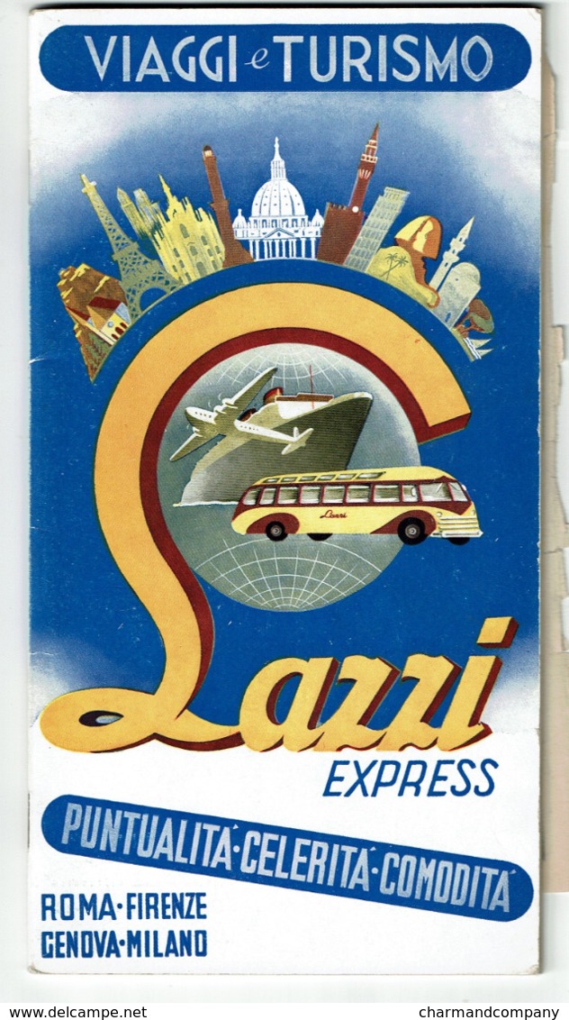 C1950 - LAZZI Express - 60 Pages - Autocar - Italie Roma-Firenze-Genova-Milano - Pub Michelin - 7 Scans - Tourism Brochures