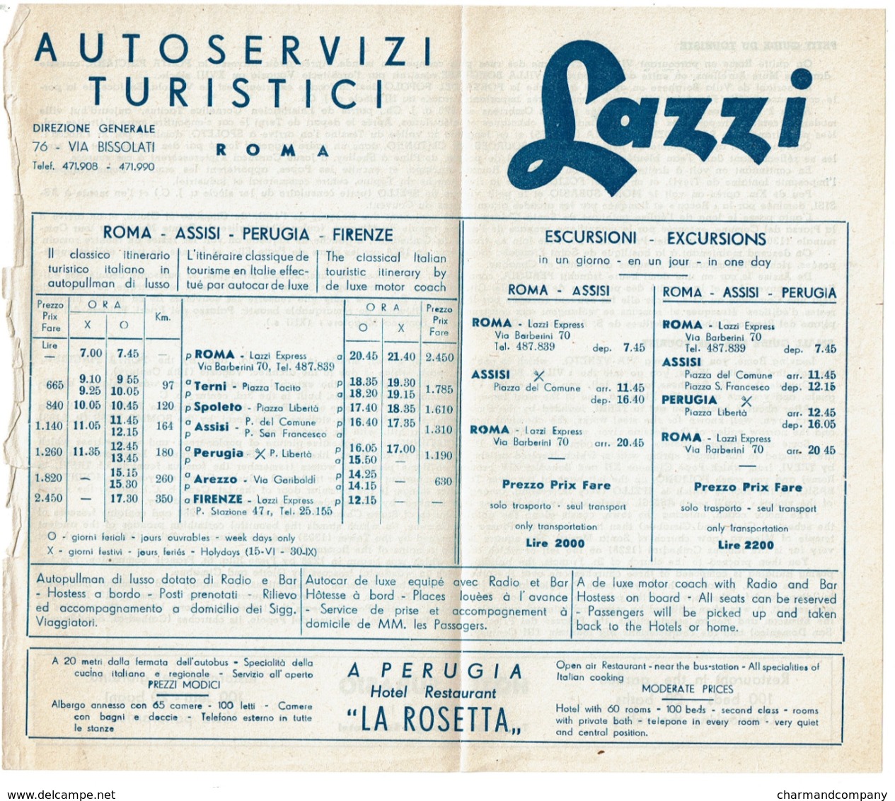 C1950 - LAZZI Express - 60 Pages - Autocar - Italie Roma-Firenze-Genova-Milano - Pub Michelin - 7 Scans - Tourism Brochures