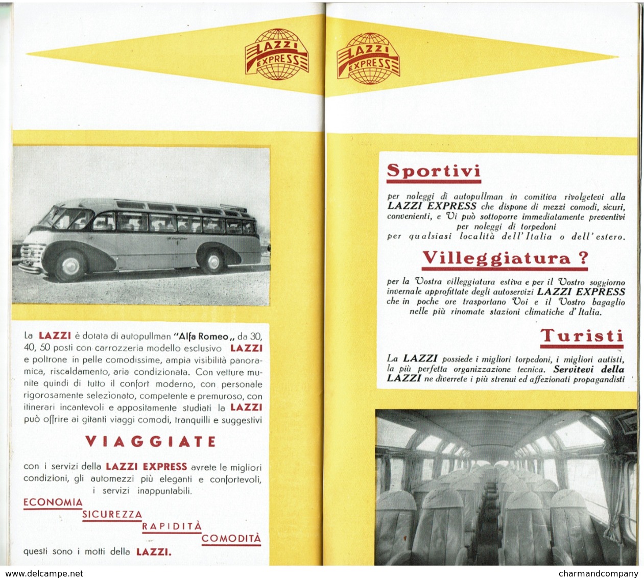 c1950 - LAZZI Express - 60 pages - Autocar - Italie Roma-Firenze-Genova-Milano - Pub Michelin - 7 scans