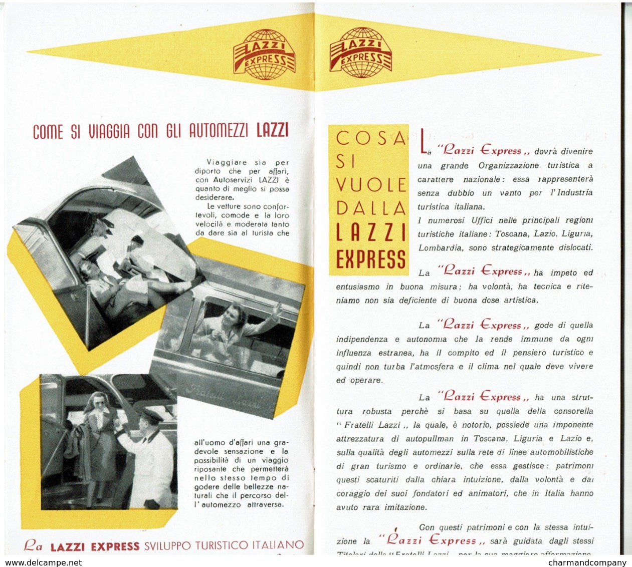 c1950 - LAZZI Express - 60 pages - Autocar - Italie Roma-Firenze-Genova-Milano - Pub Michelin - 7 scans