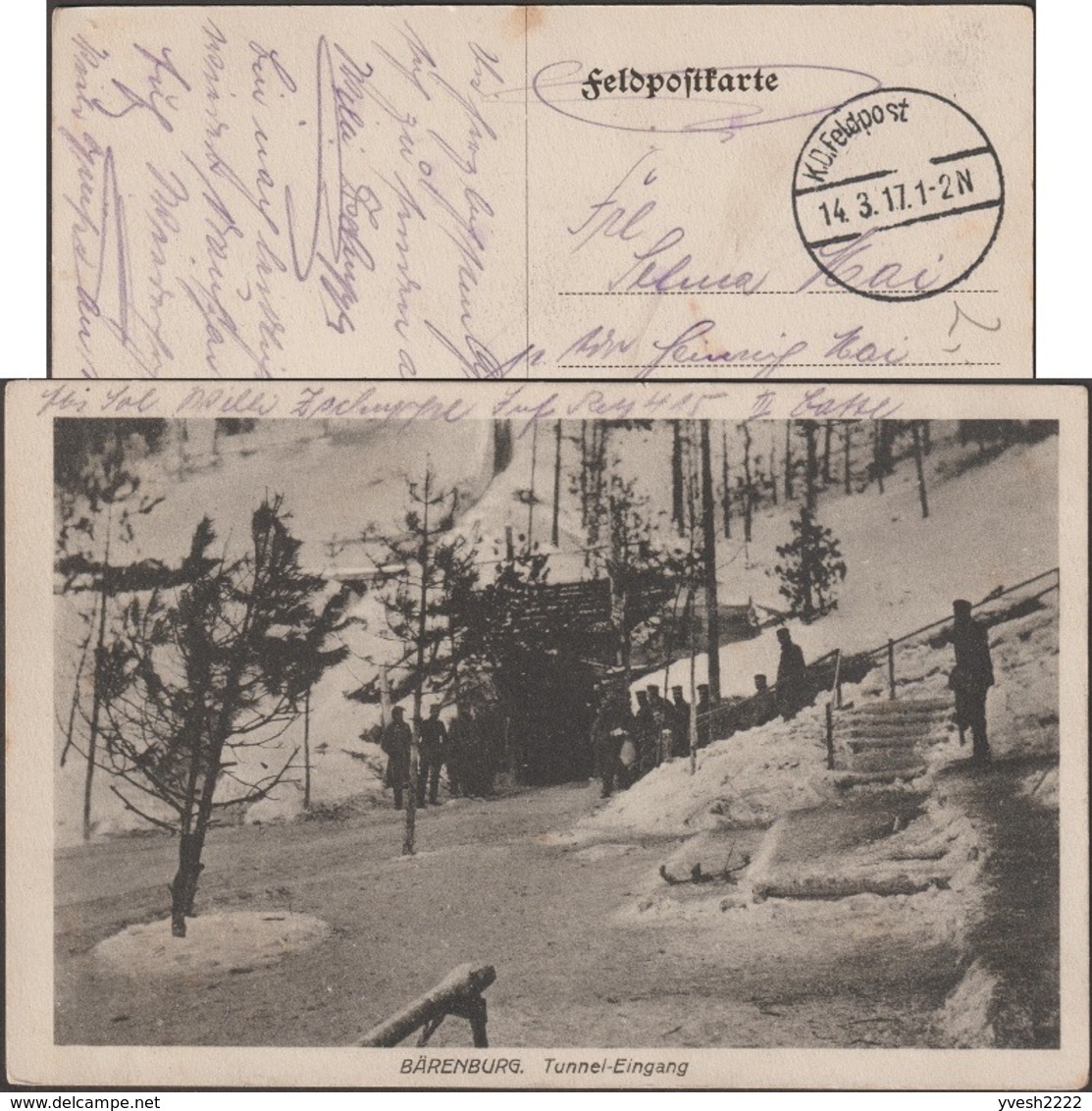 Allemagne 1917. Carte De Franchise Militaire.  Bärenburg (Altenberg, Saxe). Entrée Du Tunnel Sous La Forêt - Trees