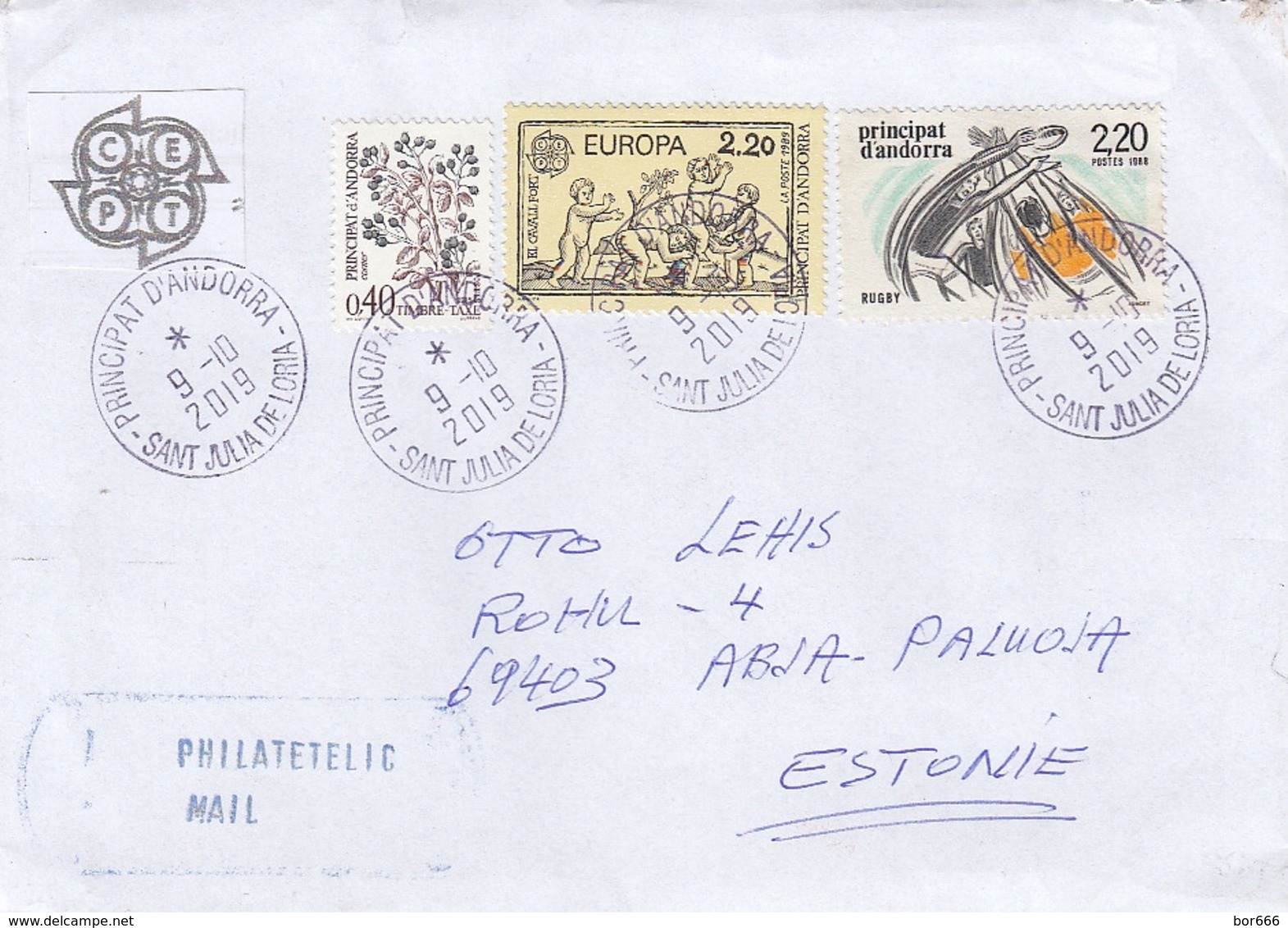 GOOD ANDORRA Postal Cover To ESTONIA 2019 - Good Stamped: Plant ; Rugby ; Europa - Covers & Documents