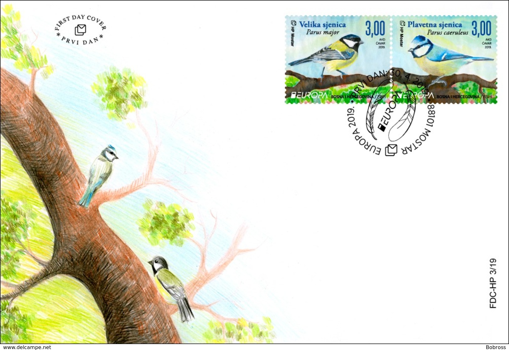 2019 FDC, National Birds, Mostar, Bosnia And Herzegovina - Bosnie-Herzegovine