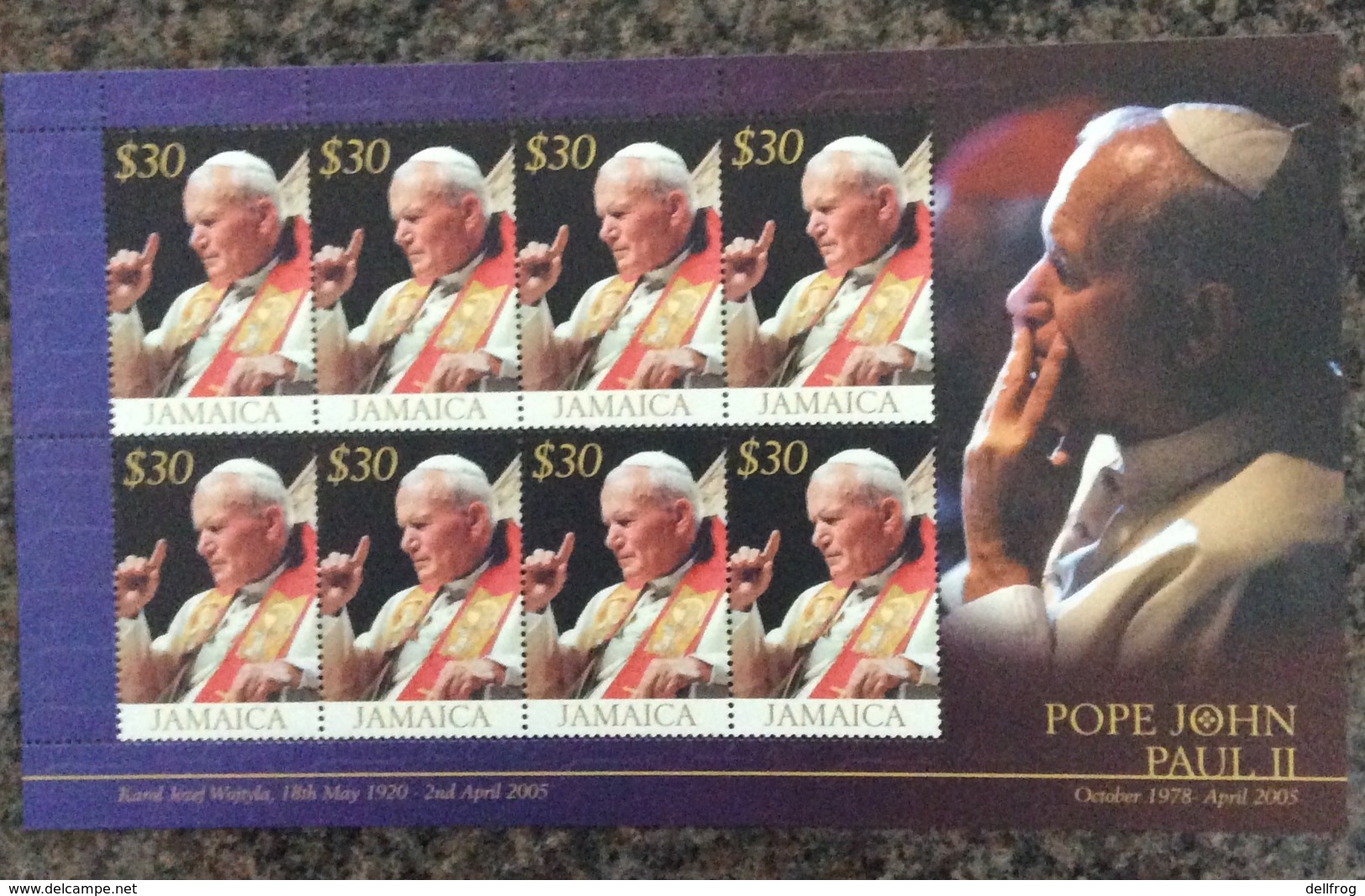 Jamaica 2005  Pope John Paul; II Sheetlet Pf  8  MNH - Giamaica (1962-...)