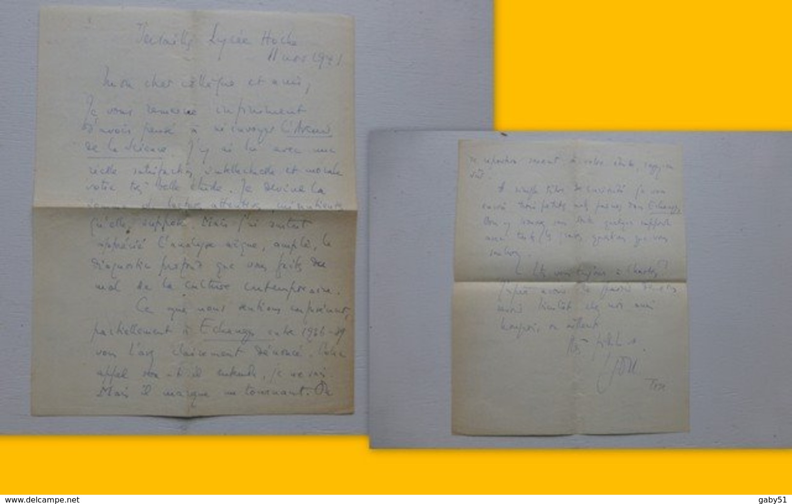 TOSI, Versailles, Lycée Hoche Lettre Autographe 1941 à Raymond Charmet Ref 781; PAP08 - Autres & Non Classés