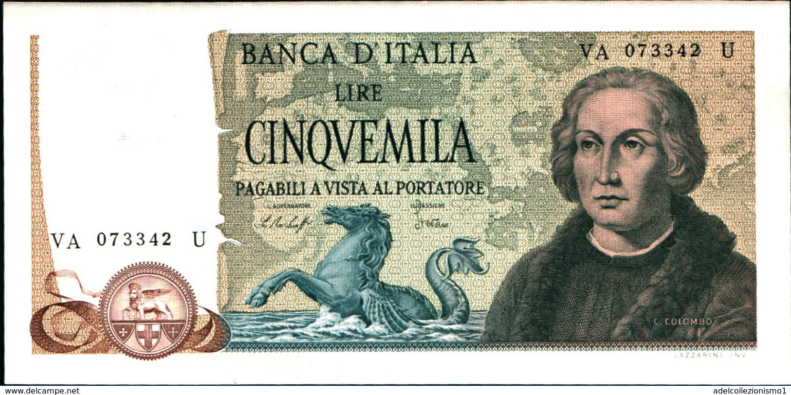 7291)splendida BANCONOTA LIRE 5000 COLOMBO II TIPO 3 CARAVELLE 1977-FDS Vedi Foto - 5000 Lire