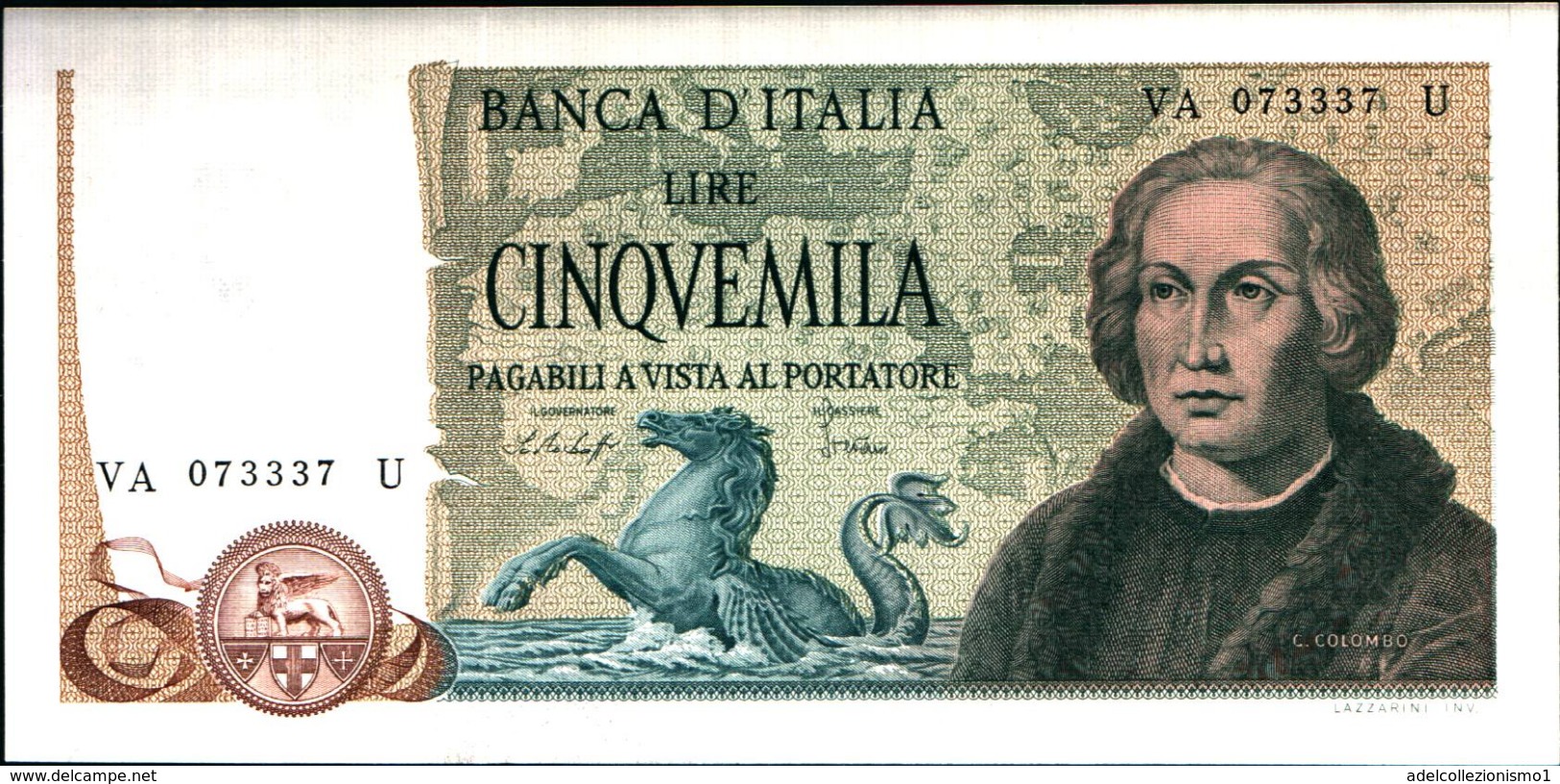 7293)splendida BANCONOTA LIRE 5000 COLOMBO II TIPO 3 CARAVELLE 1977-FDS Vedi Foto - 5000 Lire