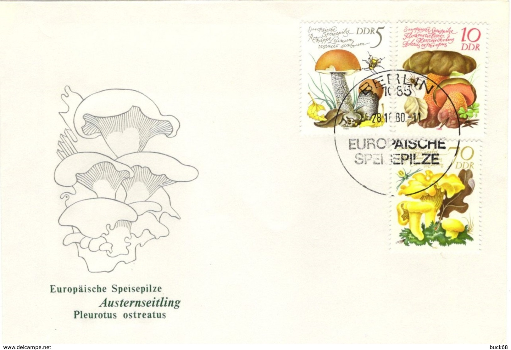 ALLEMAGNE GERMANY RDA DDR 2210 2211 2215 FDC 1er Jour ETB Champignon Pilze Mushroom [GR] - 1971-1980