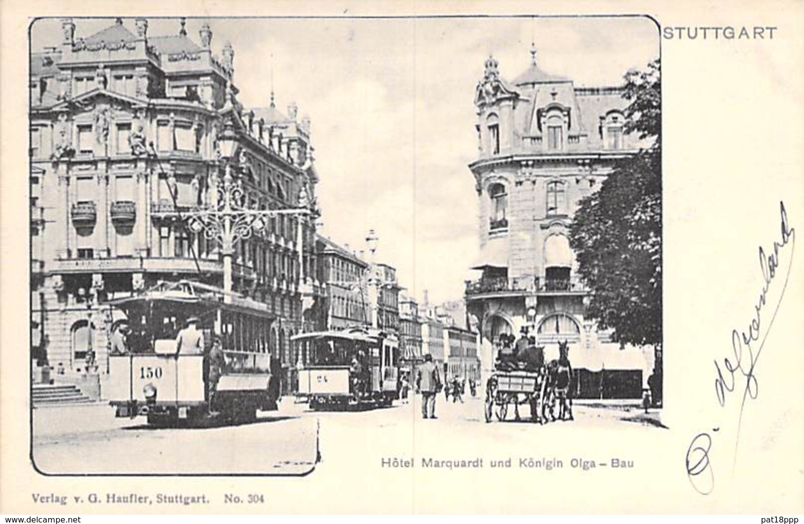 DEUTSCHLAND Allemagne ( B W) STUTTGART : Hotel MARQUART & KÖNIGIN OLGA - BAU ( Tramway ) Jolie CPA - Germany - Stuttgart