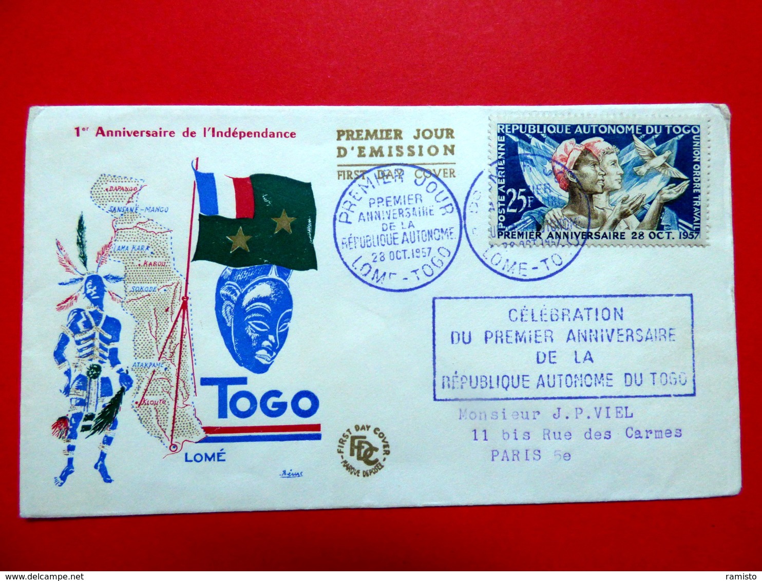 Togo - Premier Jour - PA24 - Anniversaire De La République - 28/10/1957 - Momé - Togo (1960-...)