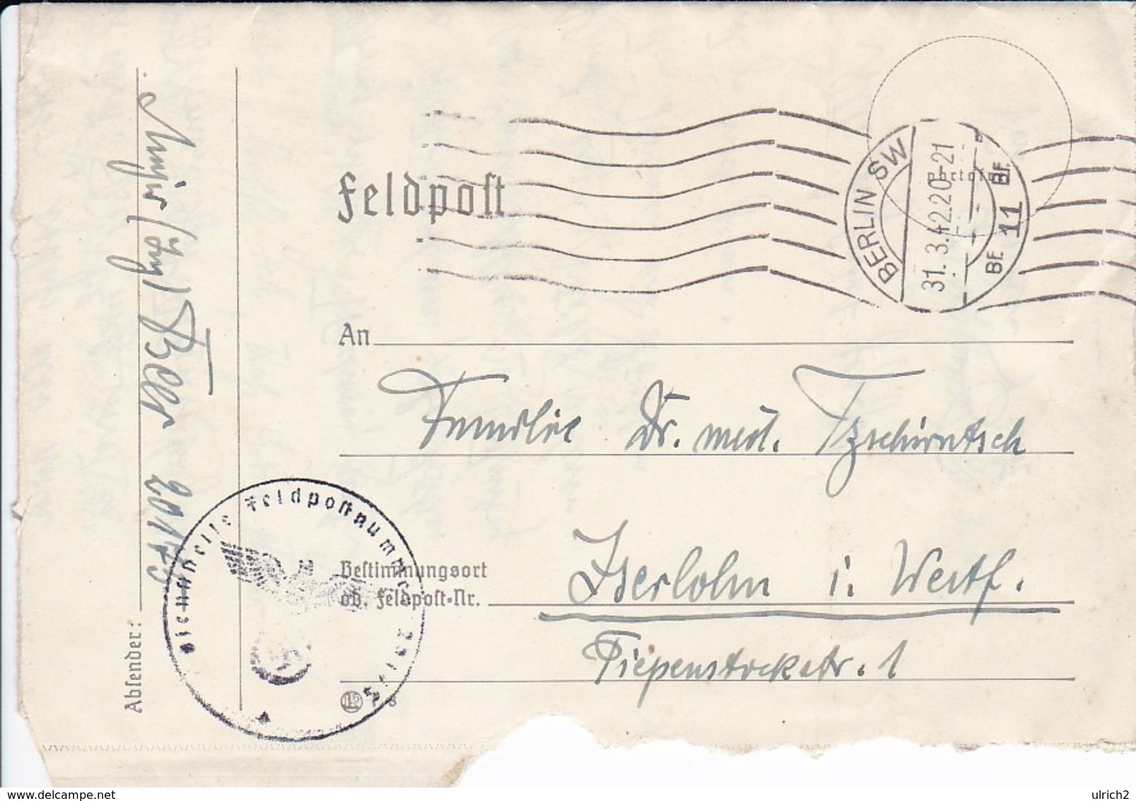 Feldpost FP Nr. 20175 Nach Iserlohn - Russland - 1942 (44471) - Briefe U. Dokumente