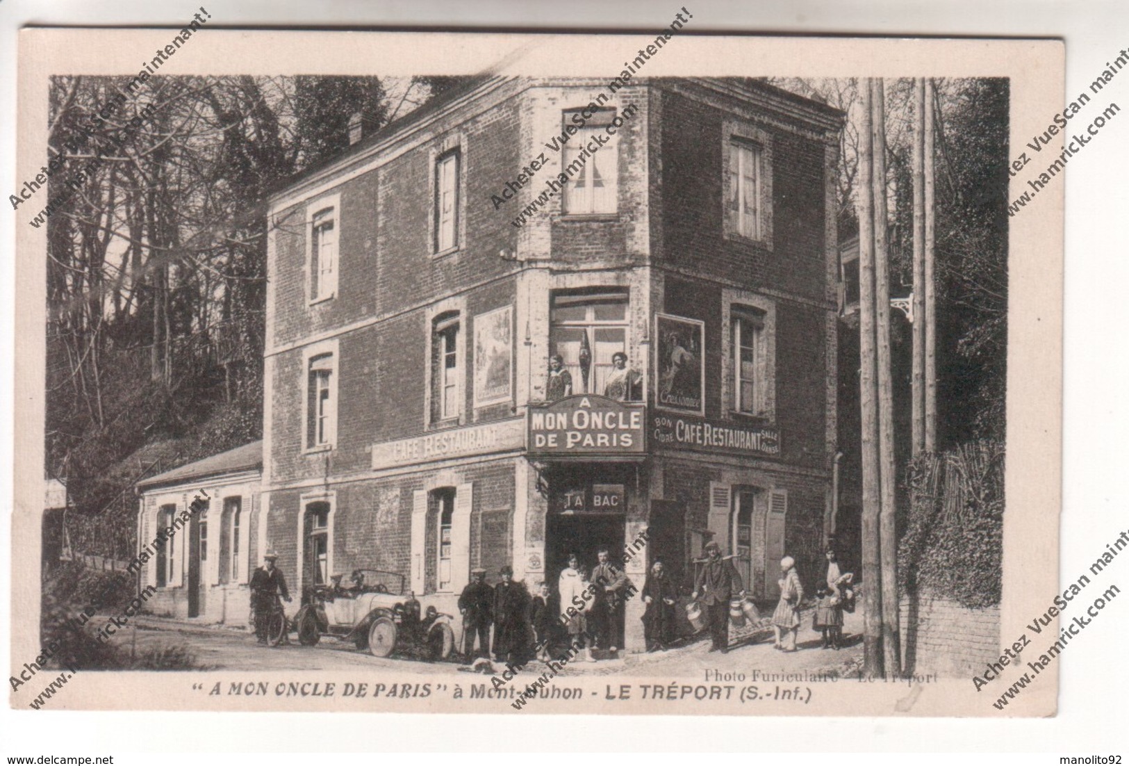 Lot 2 CPA LE TREPORT (76) : Café Restaurant "A Mon Oncle De Paris " à Mont-Huhon Et Escalier De La Falaise - Le Treport