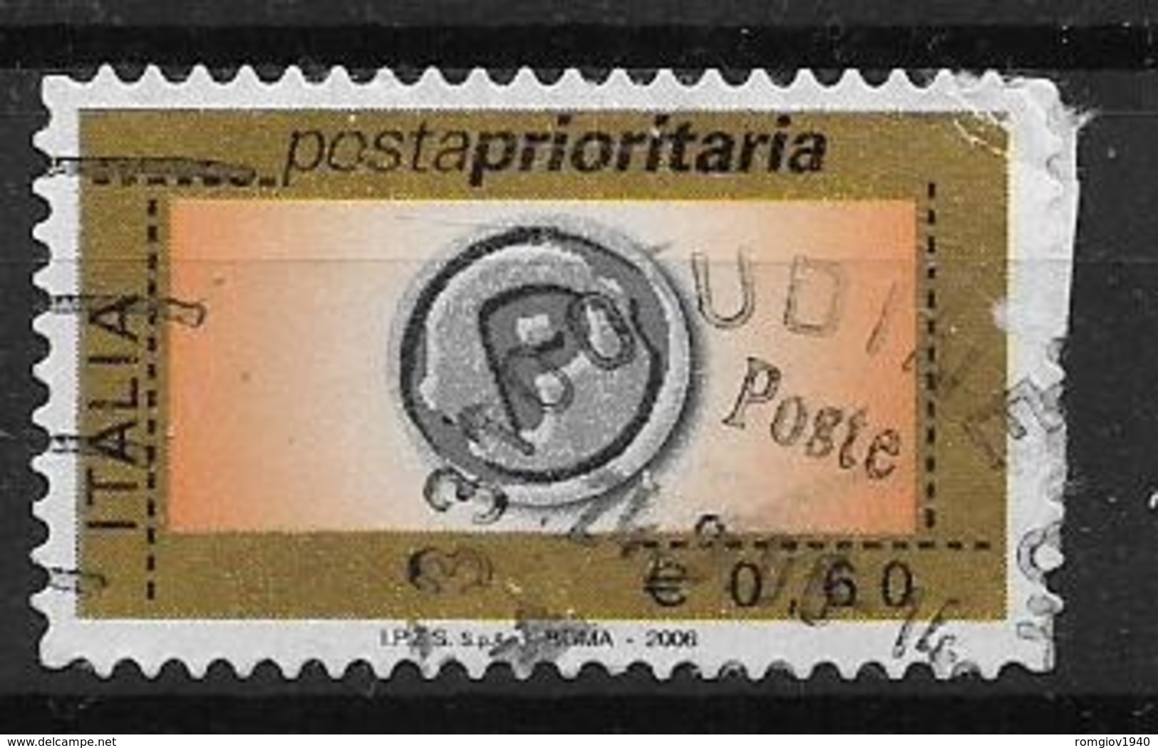 ITALIA 2006 POSTA PRIORITARIA SASS. 2893A USATO VF SU FRAMMENTO - 2001-10: Usati