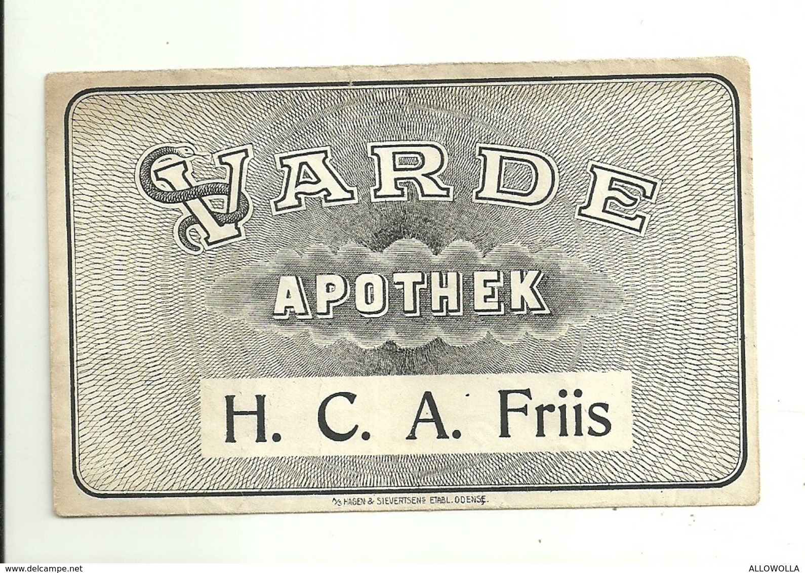 5631 "VARDE APOTHEK - H.C.A. FRIIS"BUSTA  ORIGINALE - Altri & Non Classificati