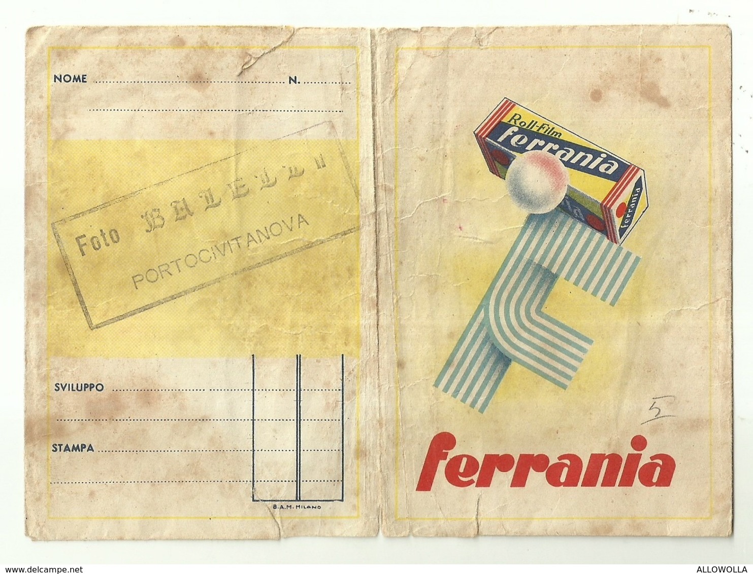 5640 "PORTANEGATIVI  FERRANIA-FOTO BALELLI-PORTOCIVITANOVA" ORIGINALE - Matériel & Accessoires