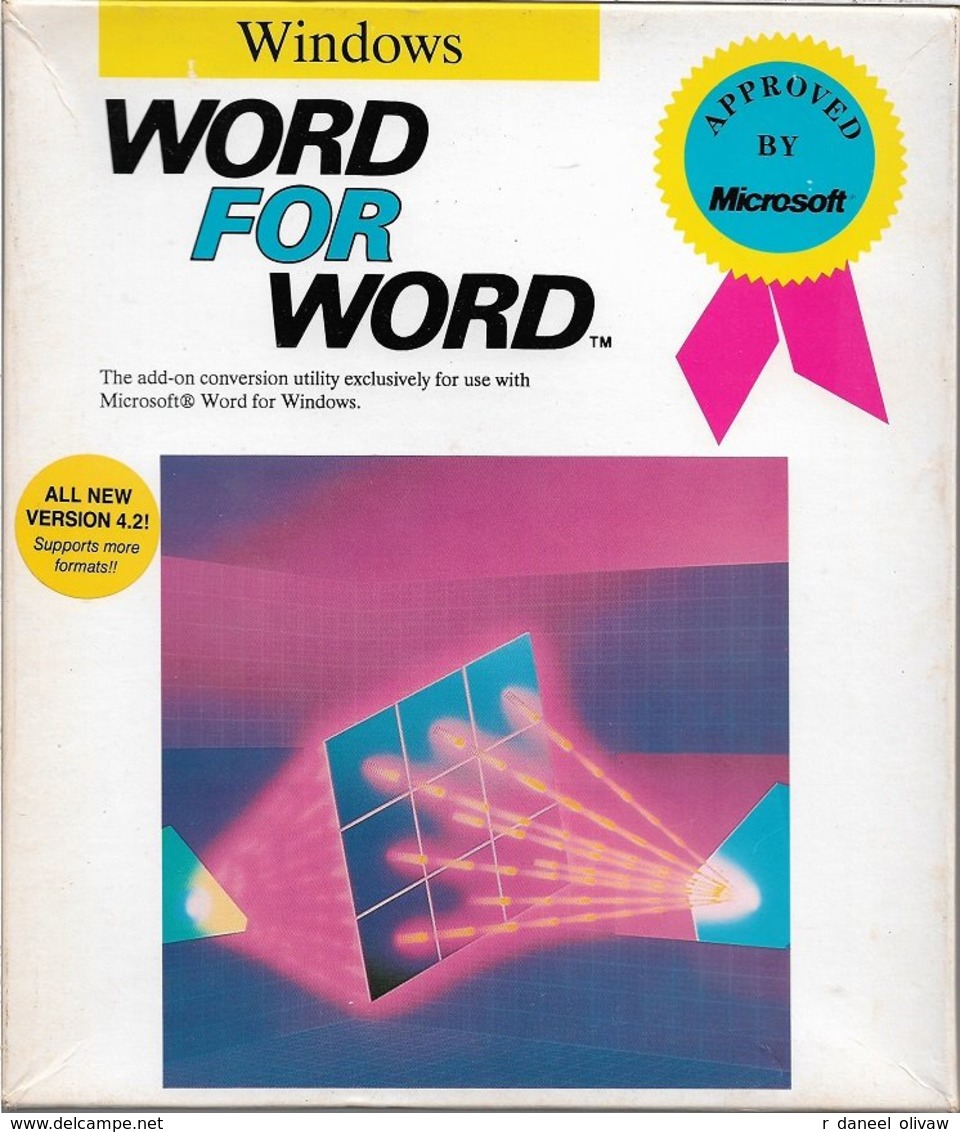 Word For Word 4.2, Pour Word Windows, En Anglais (1990, TBE+) - Other & Unclassified