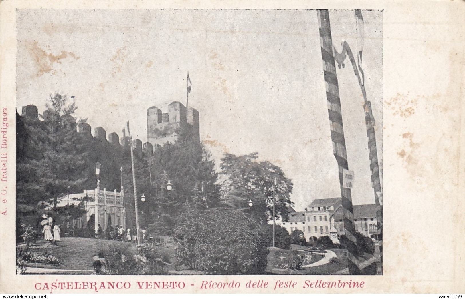 CASTELFRANCO VENETO-TREVISO-RICORDO DELLE FESTE SETTEMBRINE-CARTOLINA NON VIAGGIATA-ANNO 1900-1904 - Treviso