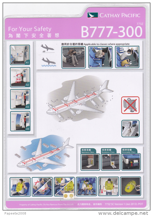 Thailande / Cathay Pacific / Boeing B 777 - 300 / Consignes De Sécurité / Safety Card - Veiligheidskaarten