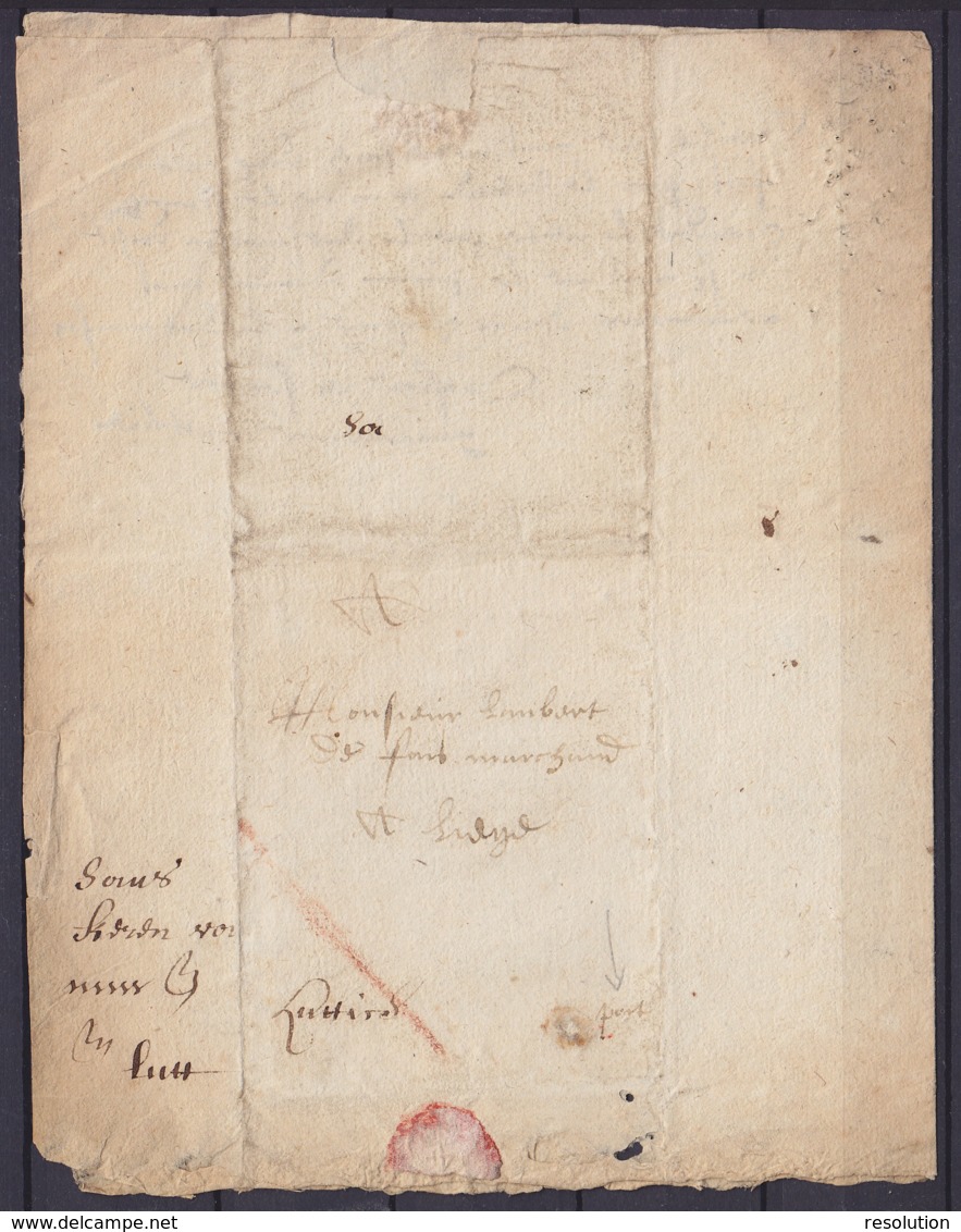 L. Datée 1661 De VERVIERS Pour LIEGE - Man. "Luttich" & "port" (port Payé Au Messager - 1/2 Port ?) - 1621-1713 (Spanish Netherlands)