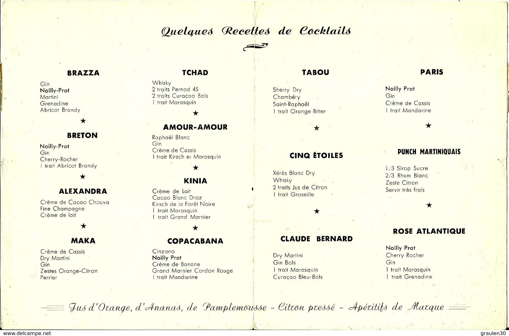 Sur Menu Du Paquebot "BRAZZA" Pour Le Centenaire Du GABON -1950 - - Lettres & Documents