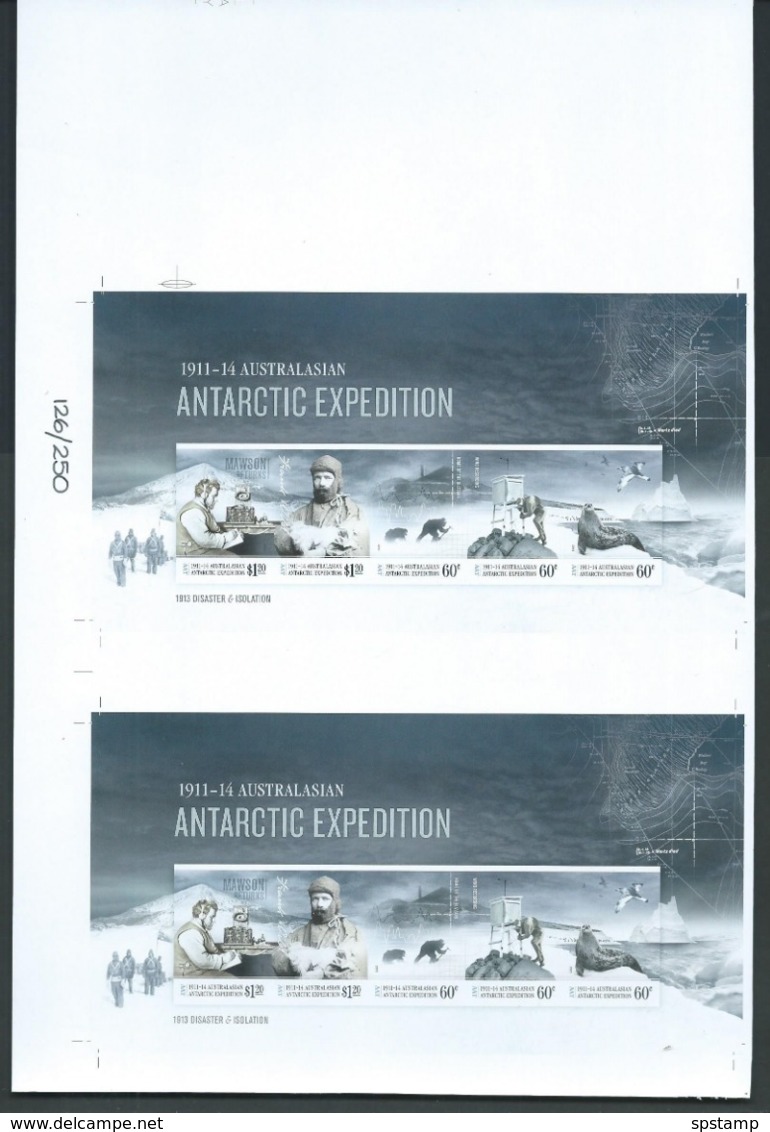 Australian Antarctic Territory 2013 Expedition Anniversary III Disaster & Isolation Imperforate Miniature Sheet Pair MNH - Unused Stamps