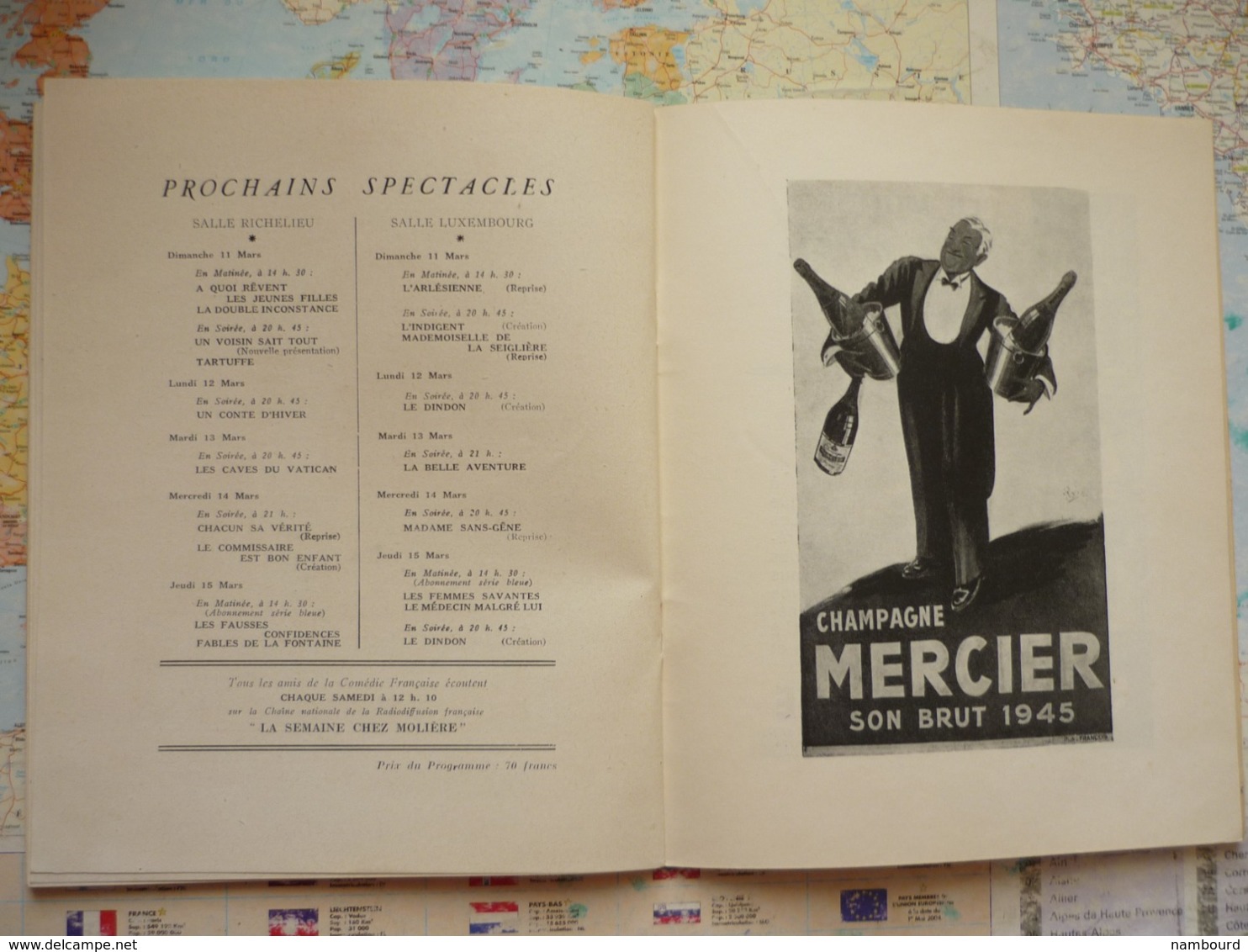 Un conte d'Hiver / Shakespeare soirée du samedi 10 mars 1951 à la Comédie Française