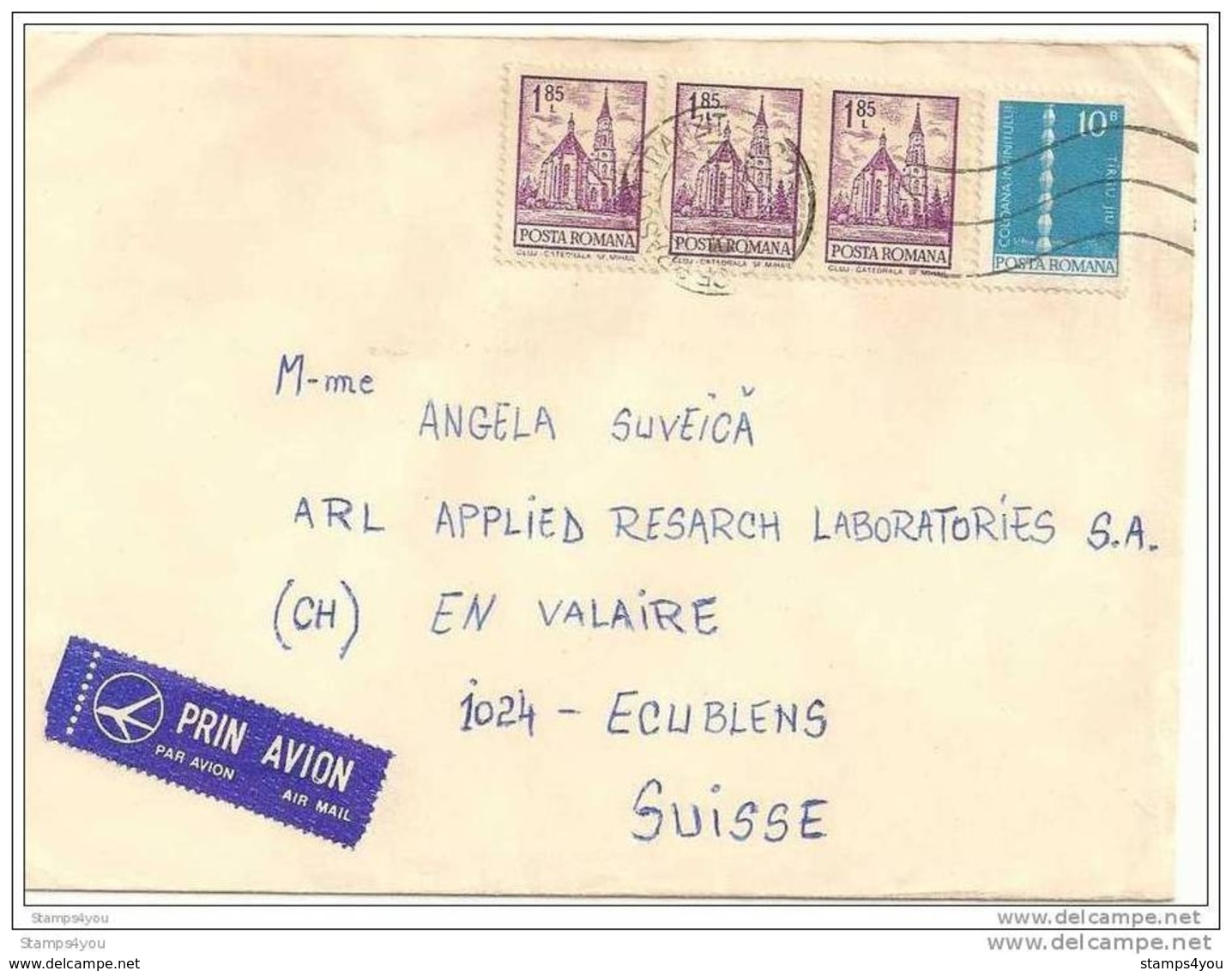 226 - 67 - Lettre Envoyée De Roumanie En Suisse - étiquette Par Avion - Covers & Documents