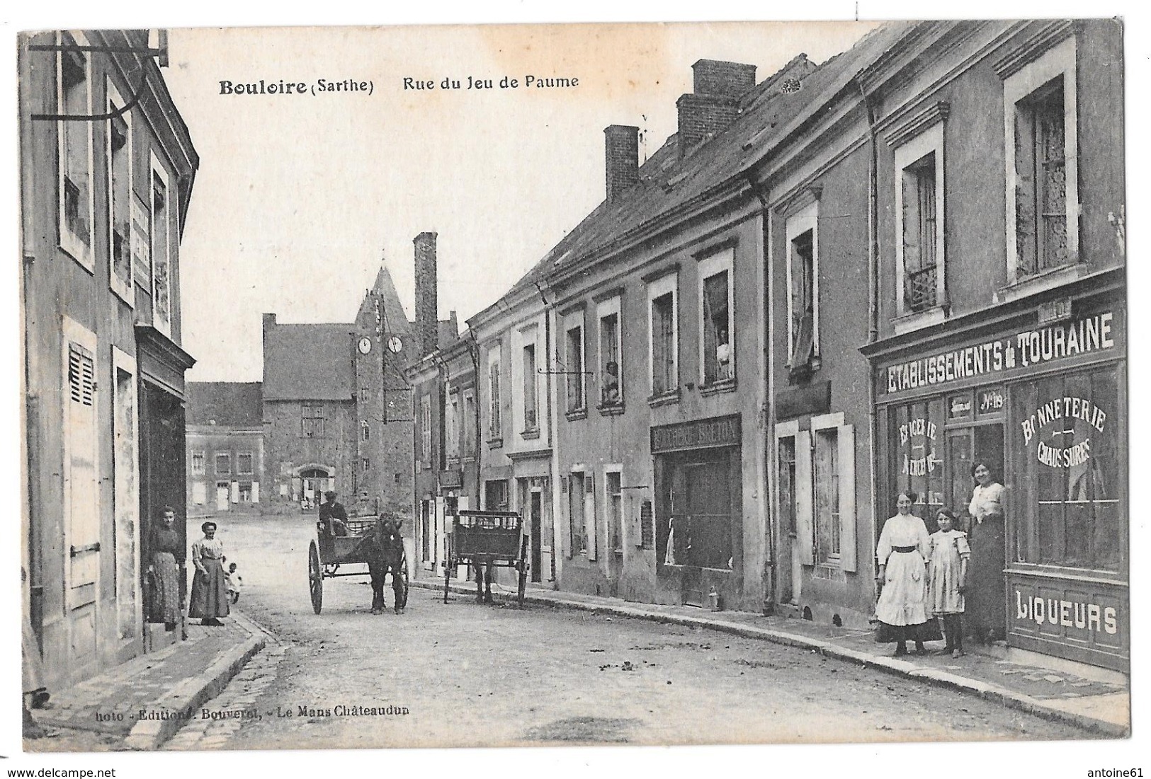 BOULOIRE - Rue Du Jeu De Paume (attelages, Commerce Chaussures Et Bonneterie Touraine) - Bouloire