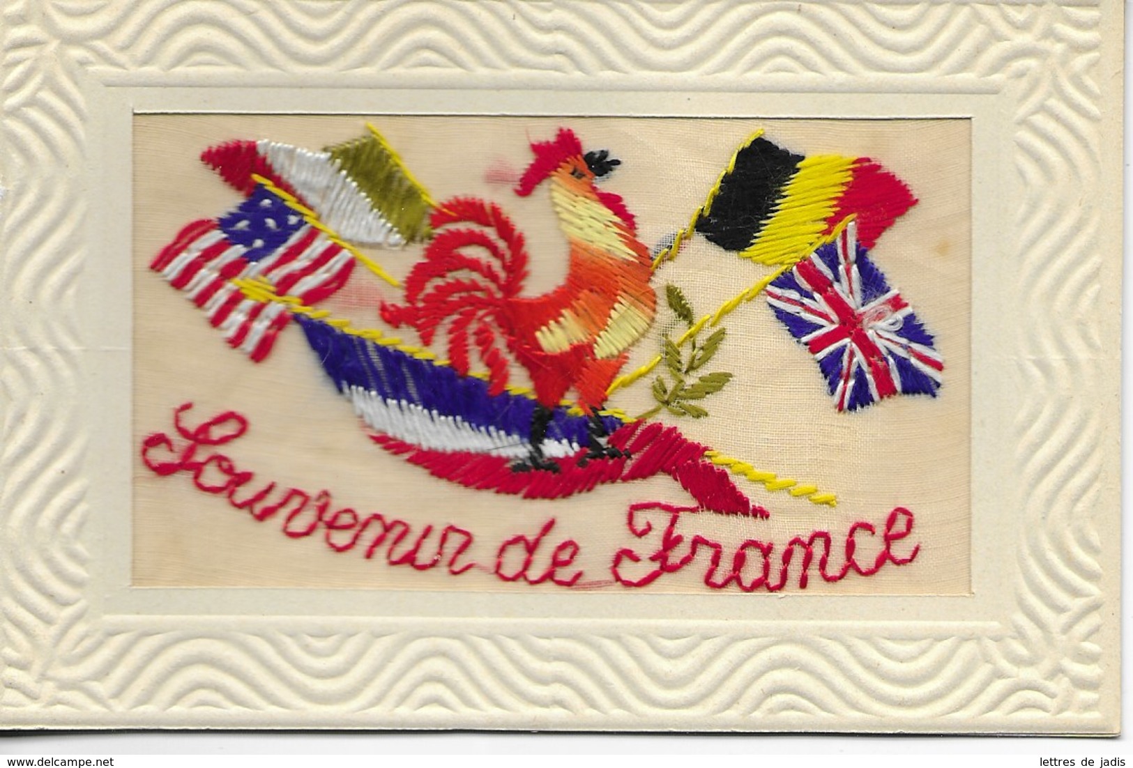 Carte Brodée SOUVENIR DE FRANCE  état Neuf SUP - Autres & Non Classés