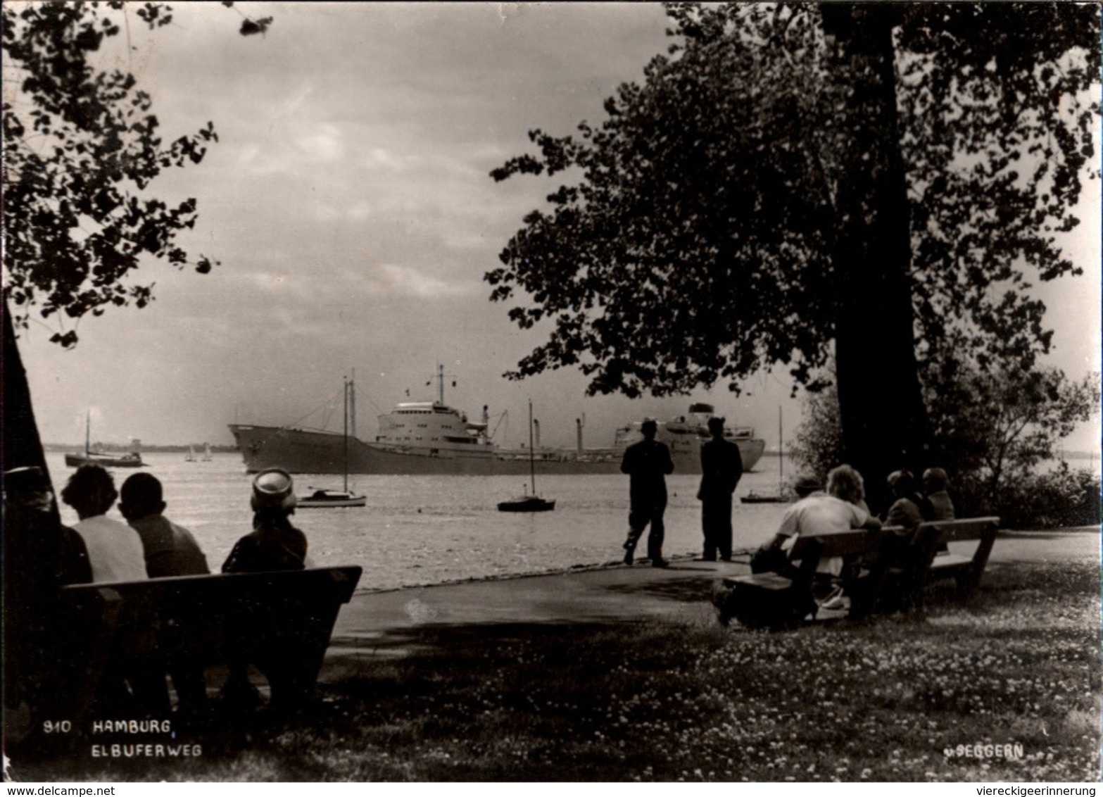 !  Ansichtskarte Hamburg, Fotokarte V. Seggern, Elbuferweg, Elbe, Frachter, Schiff, Ship - Blankenese