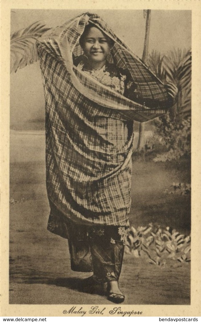 Singapore, Native Malay Girl (1920s) Postcard - Singapore