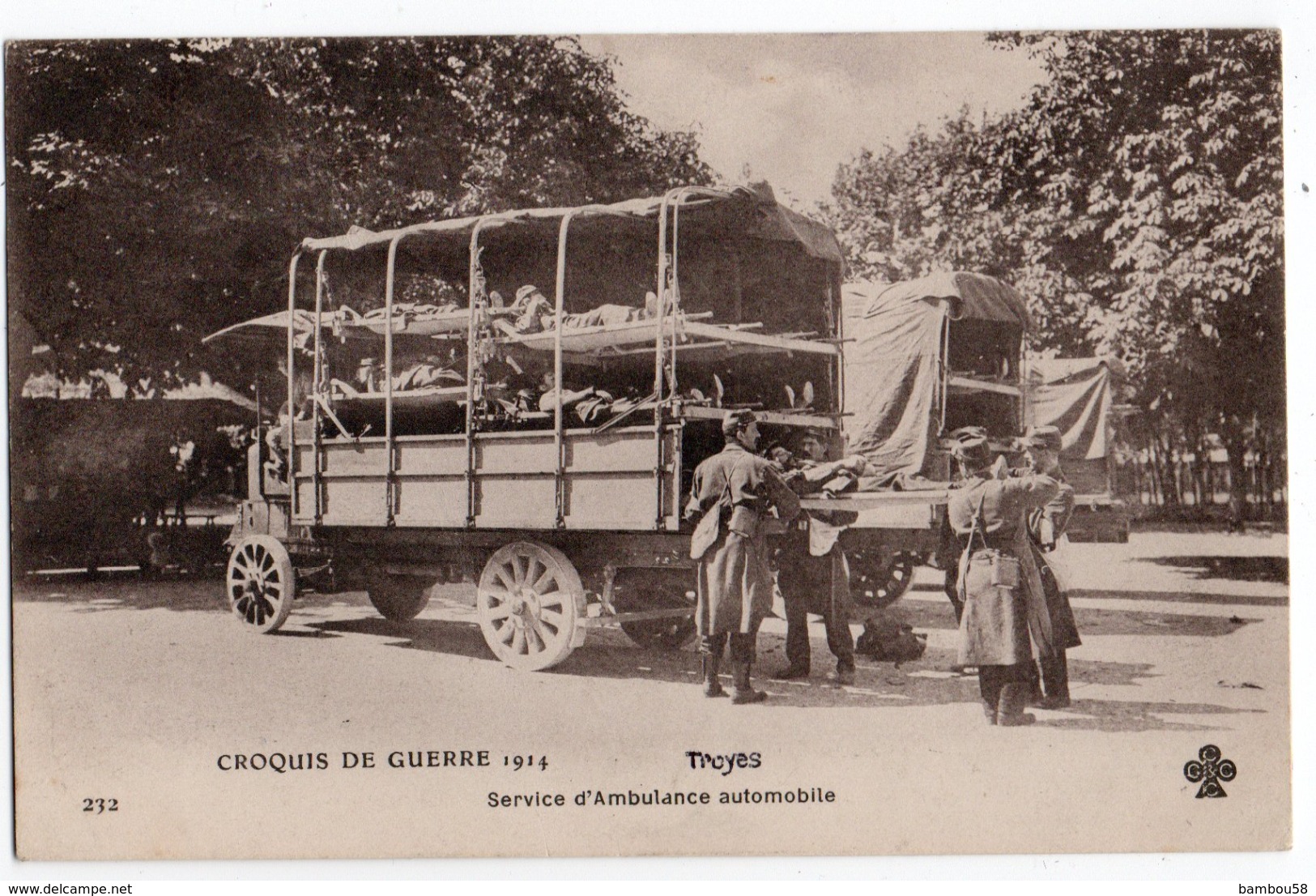 CROIX ROUGE * TROYES * AUBE * GUERRE 1914* SERVICE AMBULANCE AUTOMOBILE * BLESSES* 232 Trèfle - Croix-Rouge