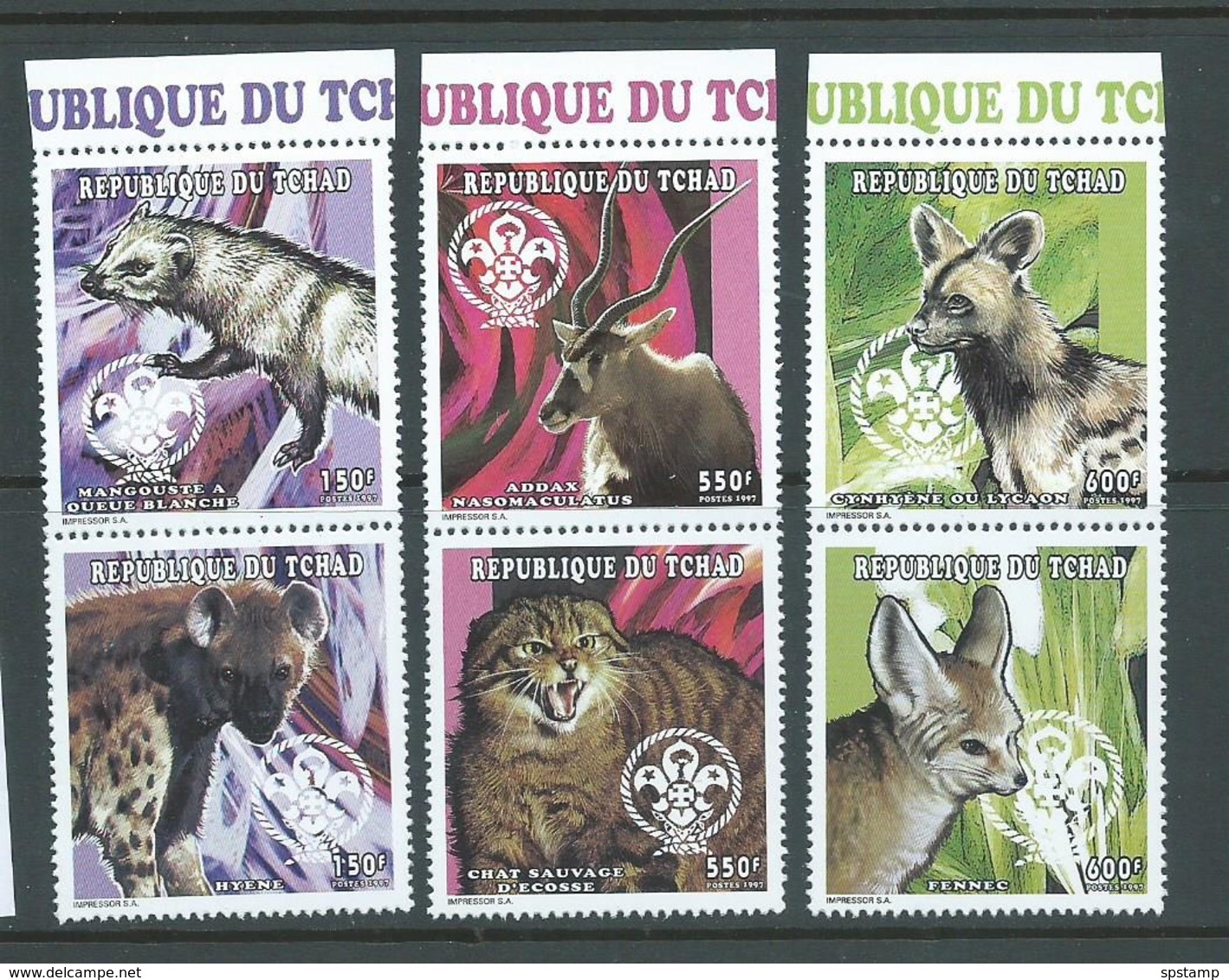 Tchad Chad 1998 Scouts / Animals Set Of 3 Pairs Marginal MNH - Chad (1960-...)