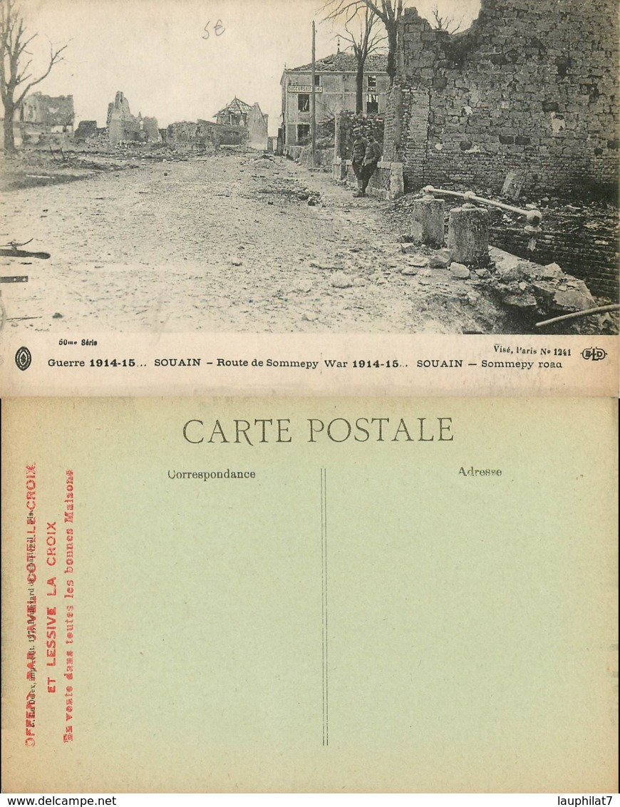 [503863]B/TB//-France  - (51) Marne, Souain, Route De Sommepy, Architectures, Guerre 1914-18 - Autres & Non Classés