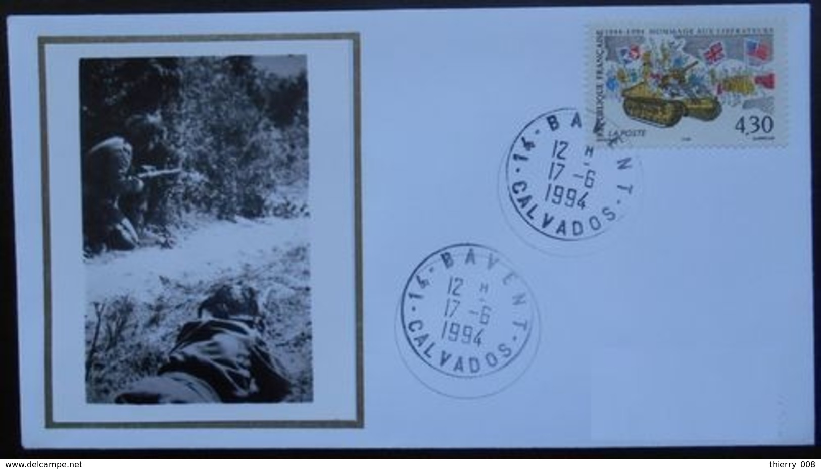 B021 Cachet Temporaire Bavent 14 Calvados Anniversaire De La Libération 17 Juin 1994 - Commemorative Postmarks