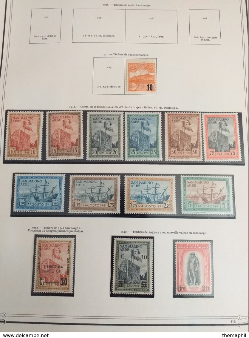 lot n° TH.1022 SAN MARINO collection neufs * / ** ou obliteres sur page d'albums forte cote