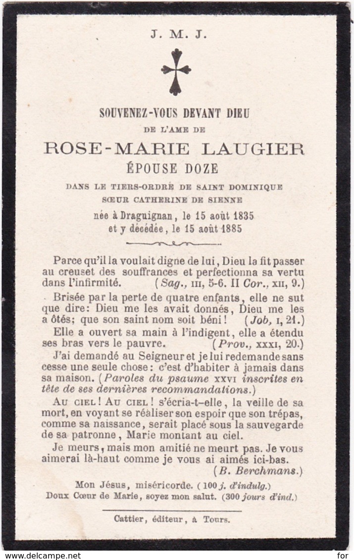 Généalogie - Faire-part De Décés - Carte Mortuaire : Mme - R. M. LAUGIER - Née Doze : - 1885 - - Décès