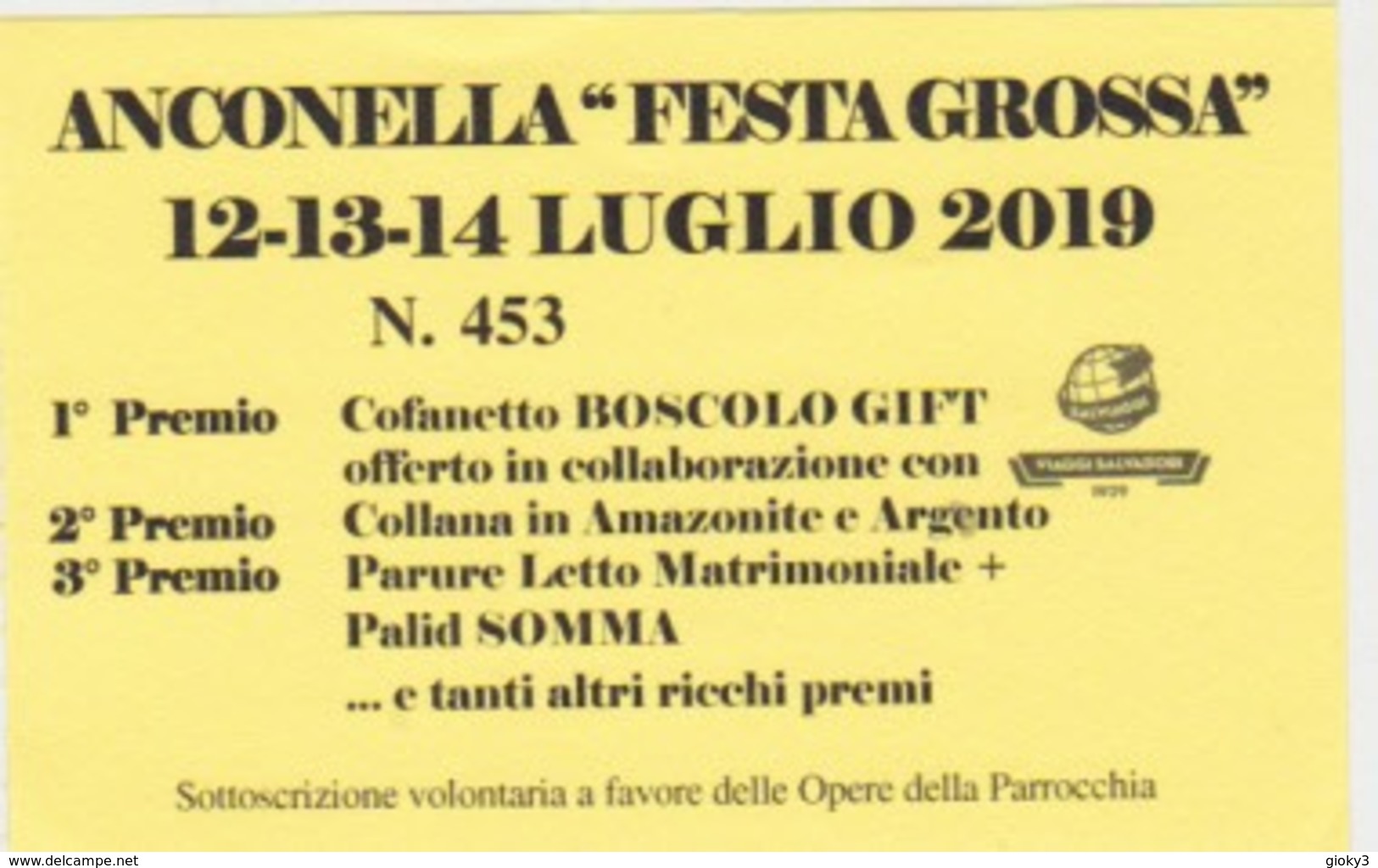 BIGLIETTO LOTTERIA ANCONELLA 2019 - Biglietti Della Lotteria