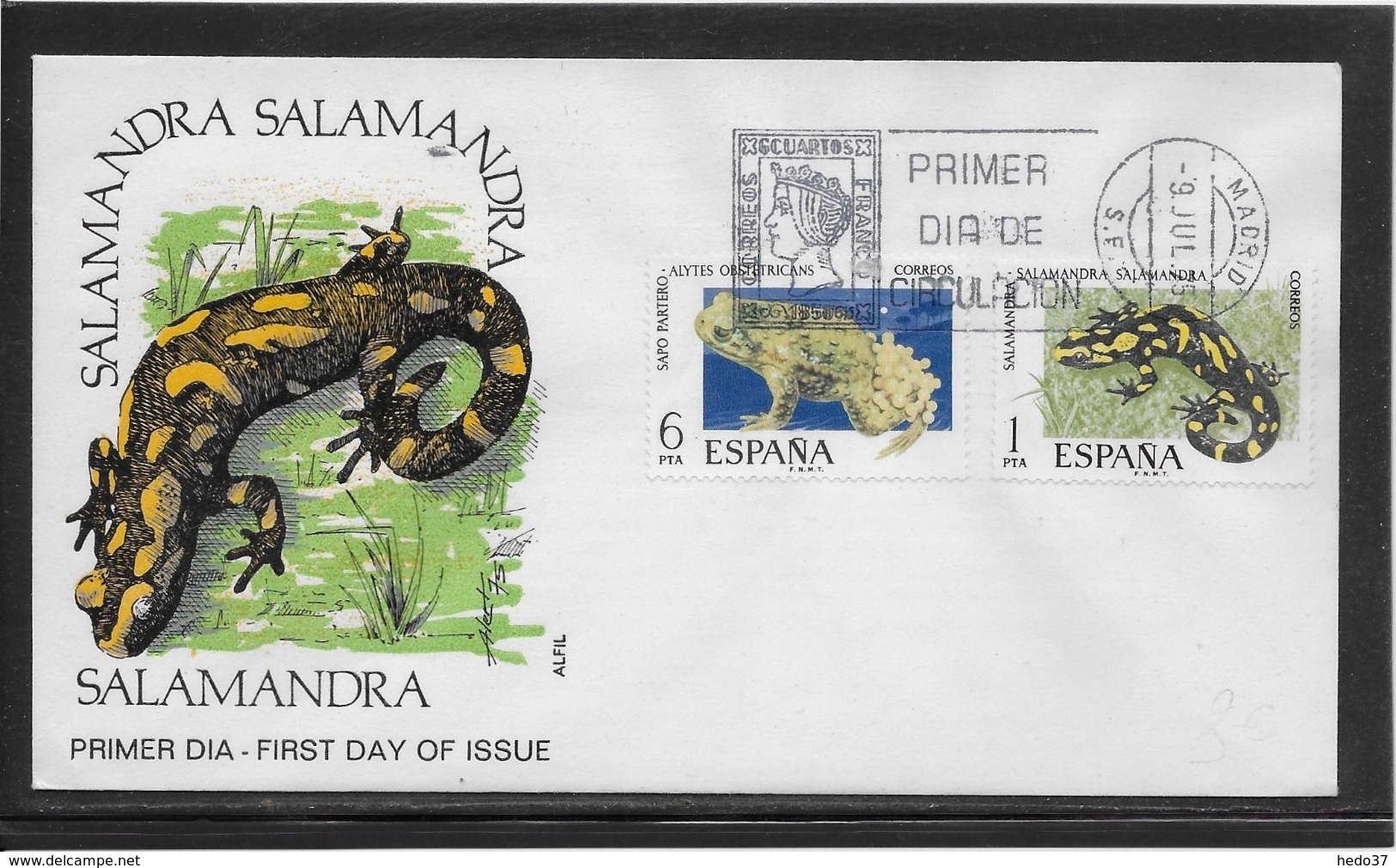 Thème Animaux - Grenouille, Salamandre - Espagne - Enveloppe - Grenouilles