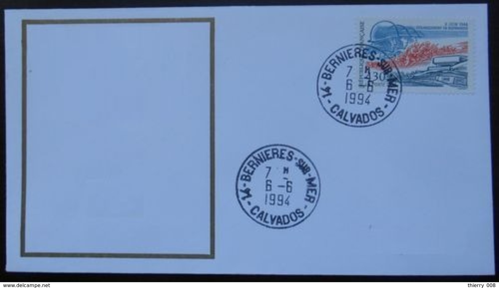 B085 Cachet Temporaire Bernières Sur Mer 14 Calvados Anniversaire Du Débarquement 6 Juin 1994 - Commemorative Postmarks