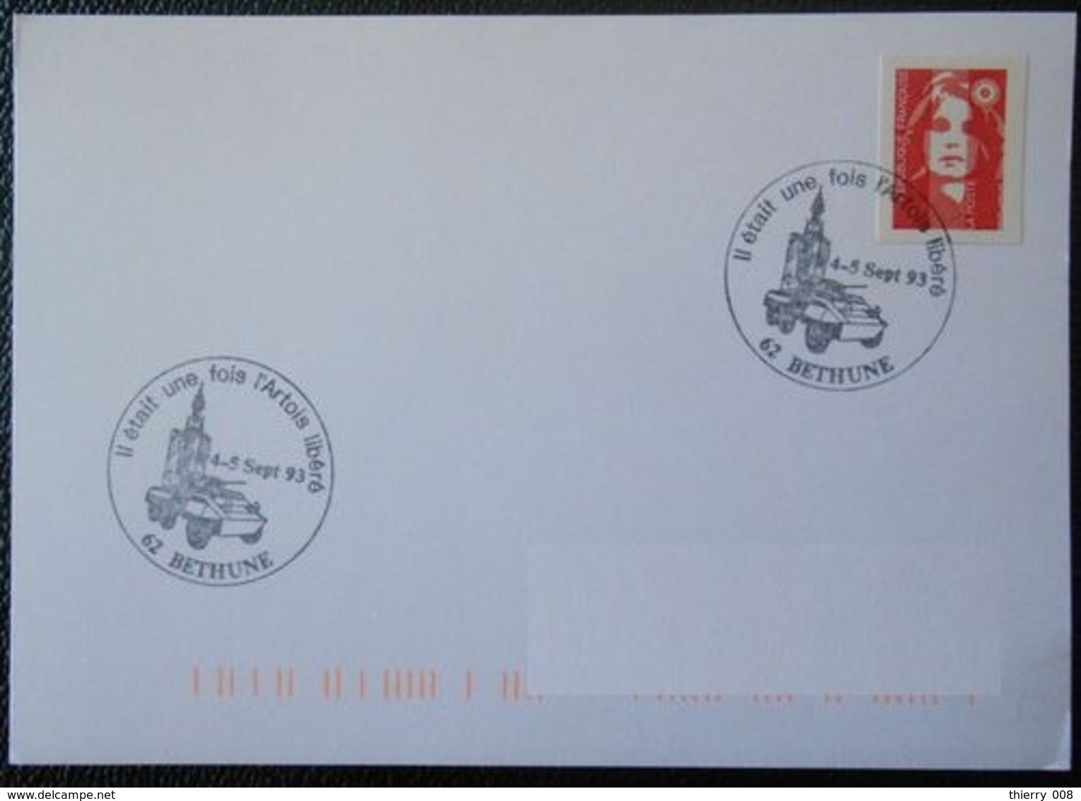 B089 Cachet Temporaire Bethune 62 Pas De Calais Il était Une Fois L'Artois Libéré 4 5 Septembre 1993 - Commemorative Postmarks