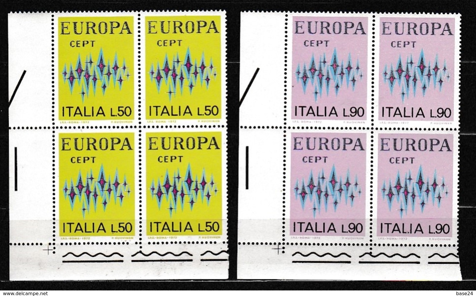 1972 Italia Italy Repubblica EUROPA CEPT EUROPE 4 Serie Di 2 Valori In Quartina MNH** Bl.4 - 1972