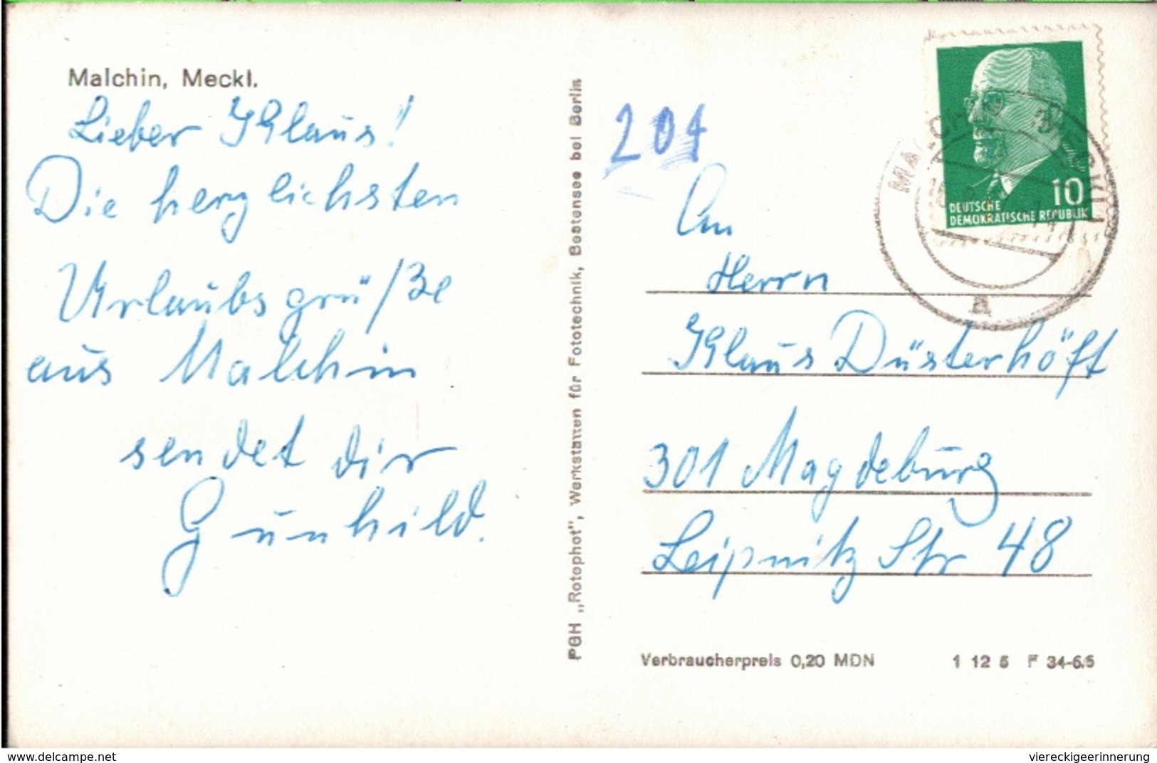 ! DDR Ansichtskarte Malchin In Mecklenburg - Other & Unclassified