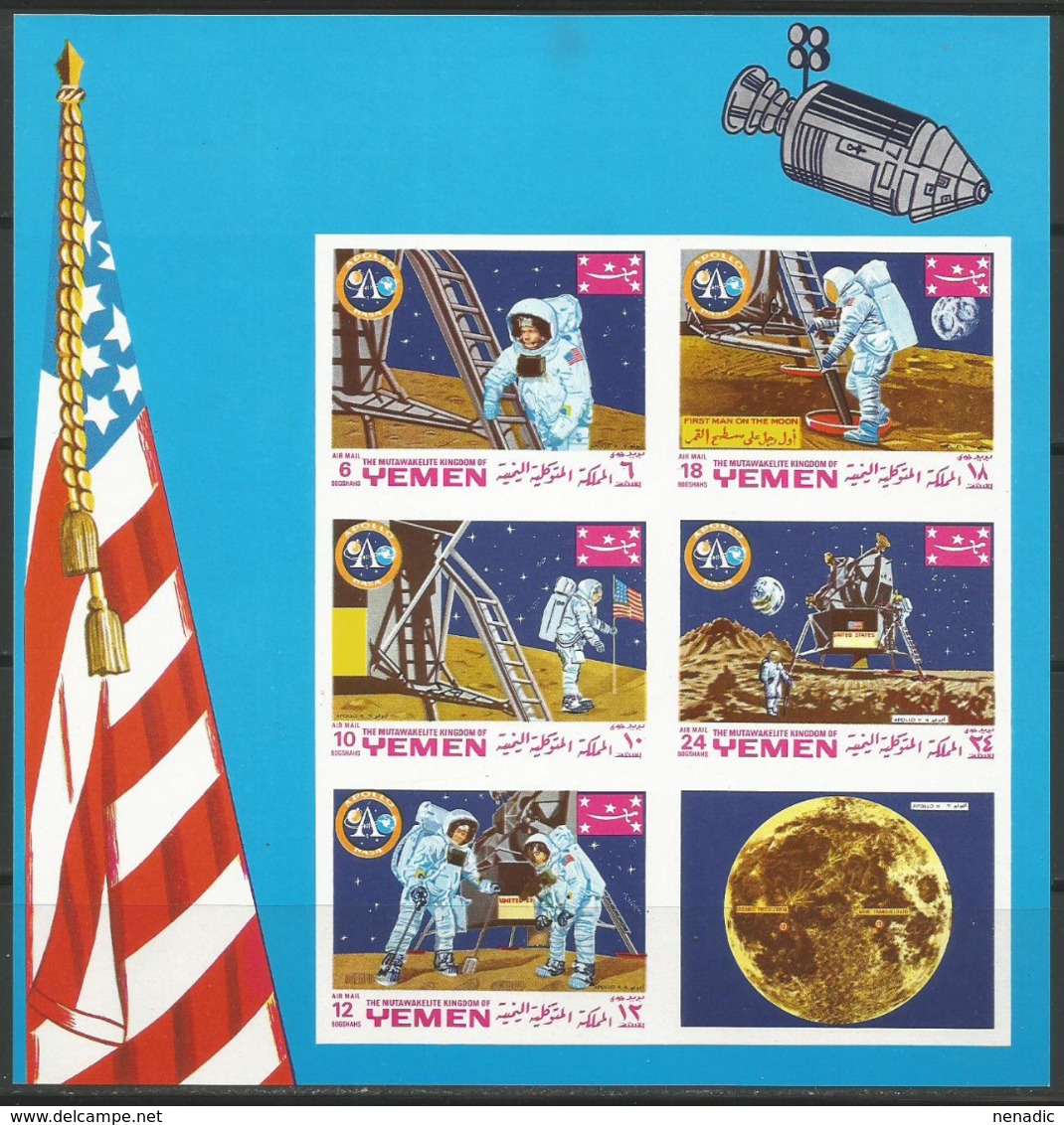 Yemen,Apollo XI-Landing On The Moon1969.,mini Sheet-imperforated,MNH - Yemen