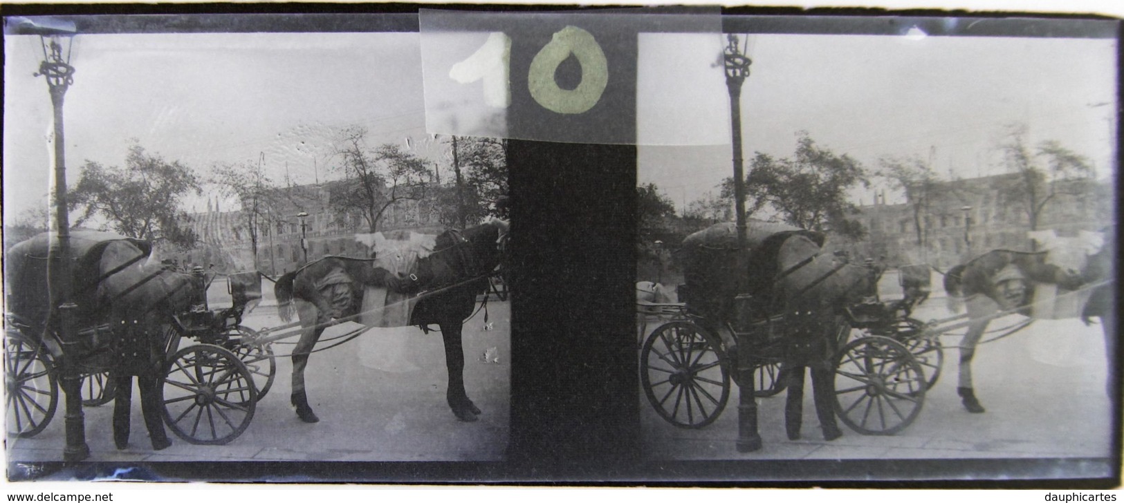 LEIPZIG, 1900 : Augustusplatz. Surréalisme, Montage Photo : 2 Bras Autour D'un Ange. Plaque Verre Stéréoscopique Négatif - Glass Slides