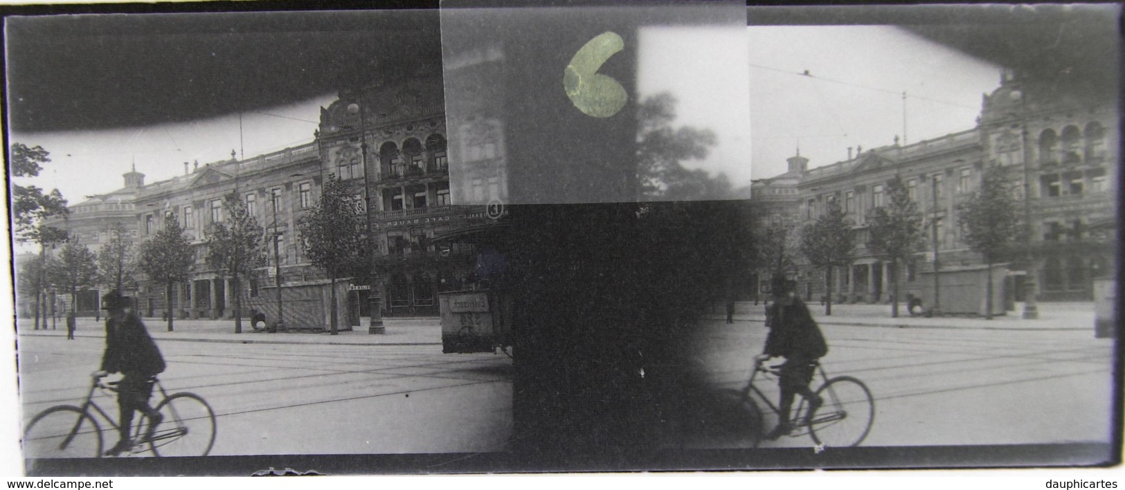 LEIPZIG, 1900 : Rosaplatz, Café Bauer Und Rathaus. Plaque Verre Stéréoscopique Négatif - Plaques De Verre