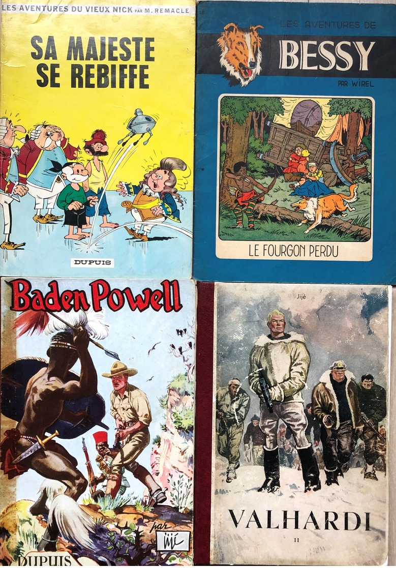 Ensemble De 12 Albums Anciens:
Vandersteen/Bessy: Tome 18 & 76.  BE
Remacle/Vieux Nick: Tome 8, EO De 1964.  BE
Jijé/Val - Unclassified