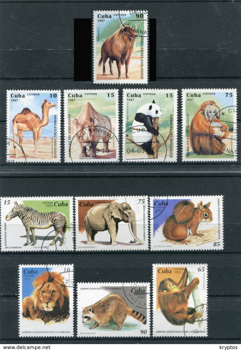 Cuba 1995-97. Animals - 2 Complete Sets (11 Stamps) - Used - Collections, Lots & Séries